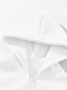 Unisex <b>White</b> Cotton Tracksuit Set Hooded <b>Sweatshirt</b> Full Length Pants Solid Color Casual Autumn Wear Regular Fit Drawstring - Product Image 5