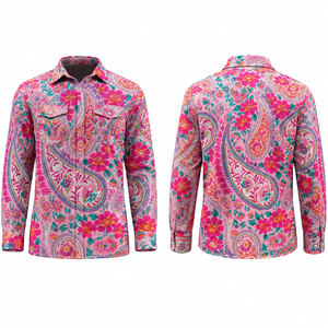 เสื้อเชิ้ตแขนยาวลายดอกไม้เพสลีย์สำหรับผู้ชาย เสื้อแฟชั่นทำงานผ้าโพลีเอสเตอร์ระบายอากาศได้ดี - Product Image 1