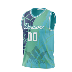 Maillot de basket personnalisé Sparkwell, débardeur en mesh sublimé, unisexe adulte, respirant, imprimé géométrique, toutes saisons - Product Image 3