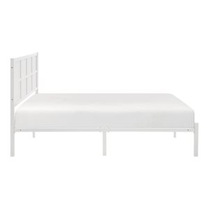 Letto matrimoniale con piattaforma e testiera in finto canna bianca, stile casual costiero, 1 letto in metallo con contenitore - Product Image 4