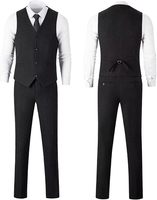 Costumes pour hommes noirs unis coupe ajustée 3 pièces, tenue de mode décontractée et élégante pour mariage, pantalon, veste, blazer, costume de bureau, services OEM