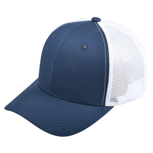 Casquette Trucker Unisexe Bleu Marine à Dos en Maille Couleur Unie Réglable 6 Panneaux Chapeau Décontracté pour Adultes Printemps-Été - Product Image 1