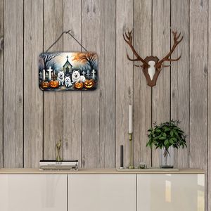 Esquimau américain multicolore Spooky Halloween Plaque murale en aluminium et métal pour la cuisine, la salle de bain et la décoration intérieure 8HX12W - Product Image 4