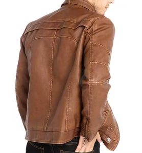 Chaqueta de Motociclista de Cuero Genuino de Piel de Oveja para Hombre |   Chaqueta de Cuero para Hombre de Color Sólido |   Logotipo de Diseño Personalizado OEM al por Mayor - Product Image 4