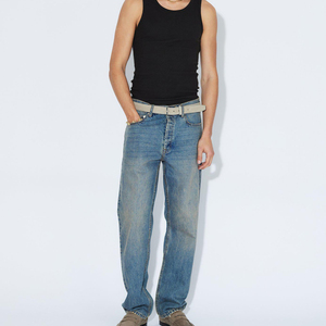 Jean Baggy en Denim Personnalisé pour Homme – Coupe Droite de Haute Qualité, Délavé, Décontracté, Confortable, Jambe Large, Coupe Ample, Pantalon Uni - Product Image 6