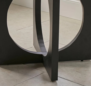 Ensemble de table à manger ronde en teck massif moderne avec chaises rembourrées et base sculpturale noire pour salle à manger, maison, villa - Product Image 4