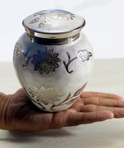 Urna Funeraria de Cerámica para Mascotas, Forma de Lágrima, Estilo Clásico con Diseño Floral, Duradera para Recuerdos de Mascotas - Product Image 3
