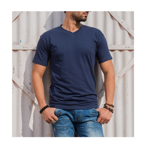 Nueva Camiseta de Verano para Hombre, Cuello en V, Jersey Sólido, Talla Grande, Ecológica, 100% Algodón, Personalizada con Estampado, Color y Talla a Elección - Product Image 4