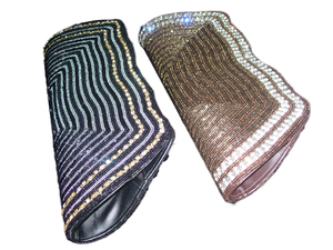 Pochette de soirée perlée avec fermeture à rabat ornée de perles scintillantes pour les soirées - Product Image 1