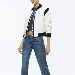 Trendy Custom Women Varsity Jacket with Embroidered Logo, Warm Fleece Baseball Varsity Jacket for Casual Wear - Product Image 5