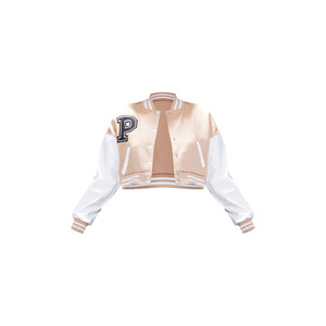 Chaqueta Varsity Moderna para Mujer, con Mangas de Cuero, Letra A en el Frente, Cuello Camisero, Manga Larga, Estilo Otoñal - Product Image 5