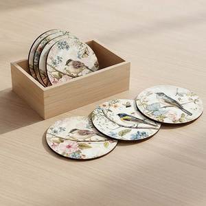 Posavasos de madera esmaltada ecológicos con motivos decorativos impresos para un hogar sostenible, accesorios para comedor y bebidas - Product Image 1