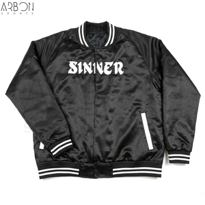 Vestes bomber pour hommes en tissu satiné, couleur noire, streetwear urbain, nouvelle arrivée, vêtements d'hiver, haute qualité, design tendance, OEM ODM, sur mesure - Product Image 3