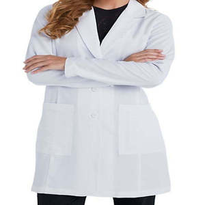 Blouse de laboratoire blanche tissée pour femmes avec 3 poches et fermeture à boutons-pression, uniforme d'hôpital, blouse de médecin - Product Image 4