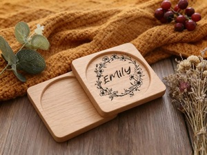 Wholesale ILAHI's Eco-Friendly Brown Square Wooden Coaster Classic Design Tabletop <b>Protective</b> Accessory Customizable Size Home - Product Image 6