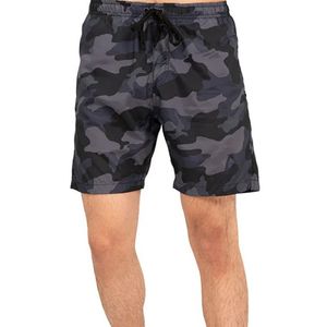 Shorts de course légers pour hommes, camouflage noir et gris, pour marathon, entraînement athlétique, sport, avec cordon de serrage à la taille - Product Image 1