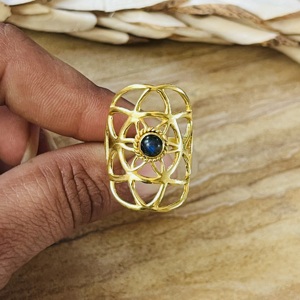 New Arrival <b>Labradorite</b> Bohemia Flower Life Brass Jewelry 18K Gold Plated Certified Women's Wholesale <b>Ring</b> - Product Image 6