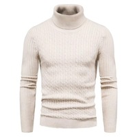 Rollkragenpullover Herbst Winter Atmungsaktiver Pullover Einfarbig Herren Polyester/Baumwolle Slim Fit Gestrickt