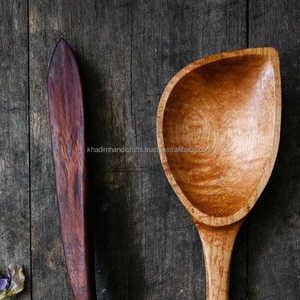 Juego de cucharas de madera de teca natural de 6 piezas, utensilios de cocina duraderos y ecológicos para uso en la cocina, agitación y necesidades de servicio - Product Image 1