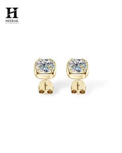 IGI Certified Lab Grown Diamond <b>Stud</b> <b>Earrings</b> 14K 18K Solid Yellow Gold Bezel Set Cushion Cut Diamond Solitaire <b>Earrings</b> - Product Image 2