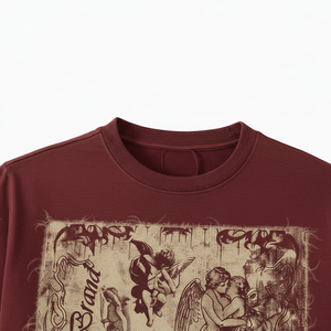 T-shirt surdimensionné personnalisé pour homme, style hip-hop, patchwork, design géométrique, 100% coton éponge 240G, impression numérique - Product Image 3