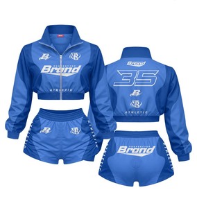 Custom Men Windbreaker Short Set <b>Retro</b> Streetwear Print Color Block Lightweight Hooded Jacket Shorts Set Oversized Casual OEM - Product Image 3