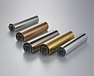 Tube en acier inoxydable AISI 202/201 à fentes pour rampe d'escalier - Product Image 1