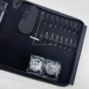 Pince à extensions capillaires en acier noir mat durable, anti-rouille, pour micro-perles, outil réutilisable, avec pochette de rangement - Product Image 3