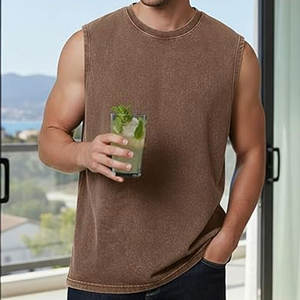 Débardeurs de sport pour hommes sans manches, col rond, décontractés, pour la gym, effet délavé, respirants, coupe ample, athlétiques, pour l'été - Product Image 6