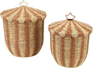 Cesto de Ropa Tejido de Cuerda de Papel Estilo Boho Circus con Tapa, Cesta de Almacenamiento de Papel Marrón para Juguetes, Ropa y Organización del Hogar, de Vietnam - Product Image 3