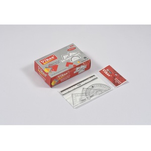 Juego de 4 piezas de geometría (transportador y reglas) de alta demanda para clases de matemáticas, exámenes y estudio, disponible para grandes cantidades. - Product Image 1