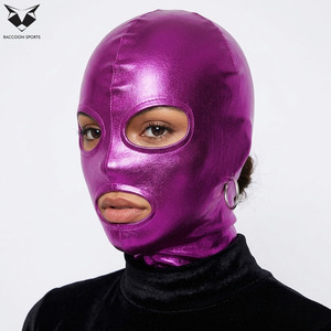 Cagoule et couvre-visage intégral violet brillant, sexy, pour clubbing, festivals, soirées, déguisement, cosplay lumineux - Product Image 6