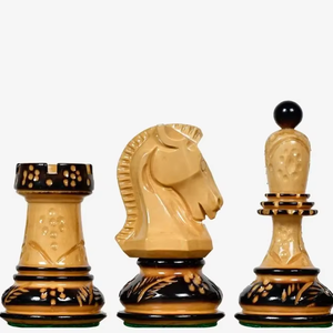 Pièces d'échecs vintage style Dubrovnik 1950, roi de 3,7 cm, finition brûlée et bois de buis, au meilleur prix - Product Image 1