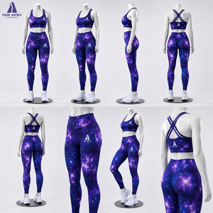 Ensemble de yoga pour femme imprimé Galaxy : Leggings taille haute et brassière de sport dos croisé – Tenue de fitness - Product Image 5