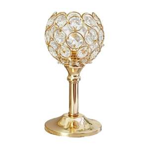Candelabro de Cristal Dorado con Base de Latón de 17 cm, Decoración para el Hogar - Product Image 2