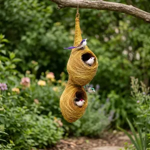 Nid d'oiseau suspendu multi-niveaux Art Déco fait main en fibre de coco, pièce maîtresse écologique en fibre naturelle d'Orissa, décoration intérieure, idéal pour offrir - Product Image 5
