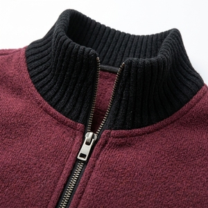 Veste d'hiver pour homme à col roulé et fermeture éclair intégrale, en polaire tricotée, tissu technique anti-plis, style décontracté professionnel, OEM - Product Image 5