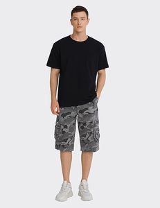 Pantalones Cortos Cargo de Camuflaje para Hombre, Cintura Media, Transpirables, Estilo Casual, Largo Bermuda, Bolsillos, Cintura Elástica, 100% Algodón - Product Image 1