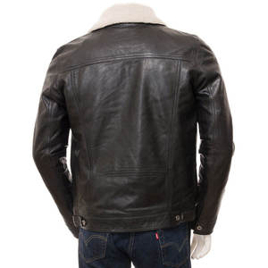 Chaqueta de cuero de oveja genuino de primera calidad para hombre, suave al tacto, cálida, elegante, informal, abrigo de cuero para invierno - Product Image 2