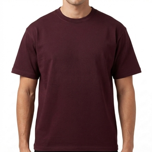 Custom <b>Burgundy</b> Blank Tee For <b>Men</b> Promotional Cotton <b>Shirt</b> Personalized Printing Apparel Factory Bulk Orders - Product Image 2
