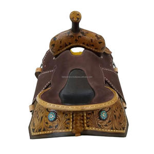 Selle de cheval de course de baril occidental confortable meilleure équitation en cuir véritable selle d'équitation de sentier de plaisir occidental - Product Image 5