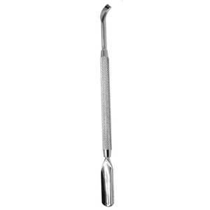 MARI INSTRUMENTS Empujador de Cutículas Profesional de Doble Punta de Acero Inoxidable, Angulado y Plano, con Cuchara Ancha para Salón de Manicura - Product Image 1
