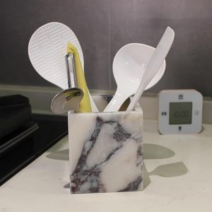 Nawgnail Calacatta Viola Marble Toothbrush <b>Holders</b> for Bathroom, Natural Marble Canisters, <b>Makeup</b> Brush <b>Holder</b> Countertop - Product Image 2