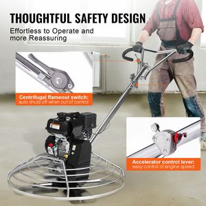 Finitrice per calcestruzzo a spinta da 38FT, 6HP, a benzina, per superfici lisce, resistente, con componenti motore e ingranaggi centrali - Product Image 6