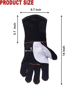 Welding <b>Gloves</b> Made Of High Quality Double Layer Cowhide Leather Custom Design Industrial Construction Welder <b>Gloves</b> - Product Image 2
