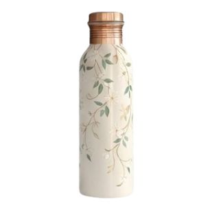 Premium Handcrafted Floral Pattern Copper <b>Water</b> <b>Bottle</b> Seamless Metal <b>Bottle</b> for Yoga Office Daily Use with Copper Cap - Product Image 2