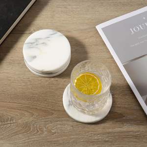 Sous-verres ronds en marbre, sous-verres en pierre pour boissons et café, sous-verres en marbre pour table basse, décoration de bar à domicile, choix de cadeau résistant à la chaleur - Product Image 2