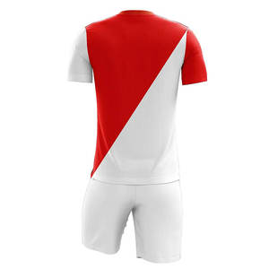 Custom Sublimated Eco-Friendly Four-Way Stretch <b>Soccer</b> Jersey Set Red White Color Blocking Short Sleeve Men's Athletic Wear - Product Image 2