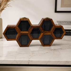 Luxury Honeycomb Wooden <b>Watch</b> Box for <b>7</b> <b>Watches</b> | Indian Rosewood Hexagon <b>Watch</b> Organizer Case | Premium Display Storage Gift - Product Image 2