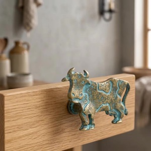 Ba <b>Rustic</b> Cast Iron Cow Shape Eco-Friendly Multi-Function Cabinet Handle Knob for Kitchen Furniture Decor - Product Image 1